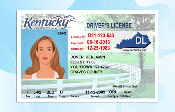 Kentucky Drivers License Template - Photoshop File