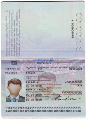 Editable Spain Passport Template