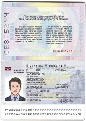 Editable Ukraine Passport Template