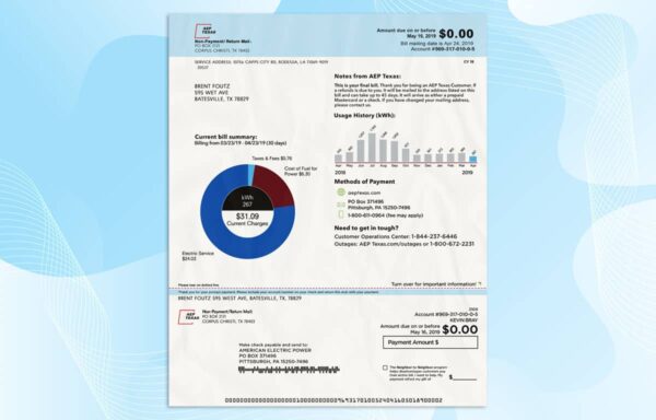 Editable Texas Utility Bill Template