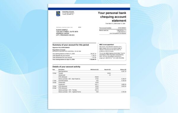 Royal Bank of Canada Statement Template