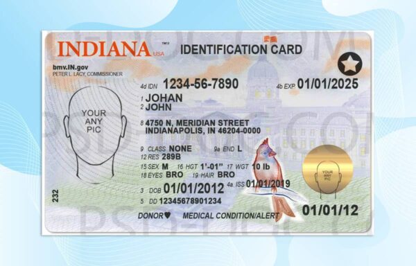 Indiana Driver License PSD Template (New Edition) - Fully editable