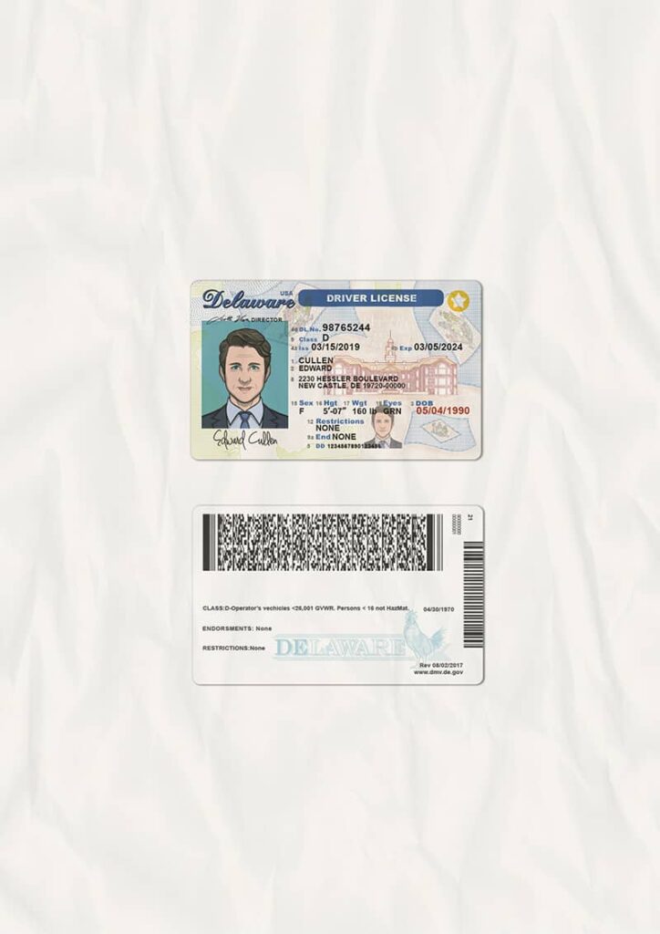 Editable Delaware Drivers License Template