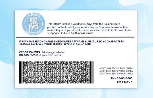 Editable Alabama drivers license Template