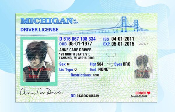 Editable Michigan Drivers License Template
