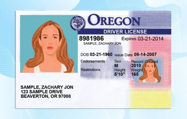 Editable Oregon Drivers License Template