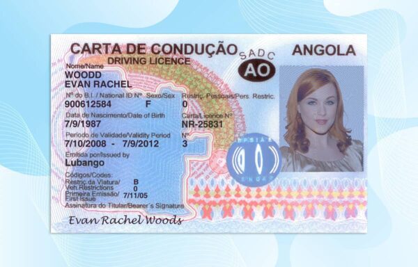 Editable Angola drivers license Template