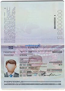 Editable Spain Passport Template