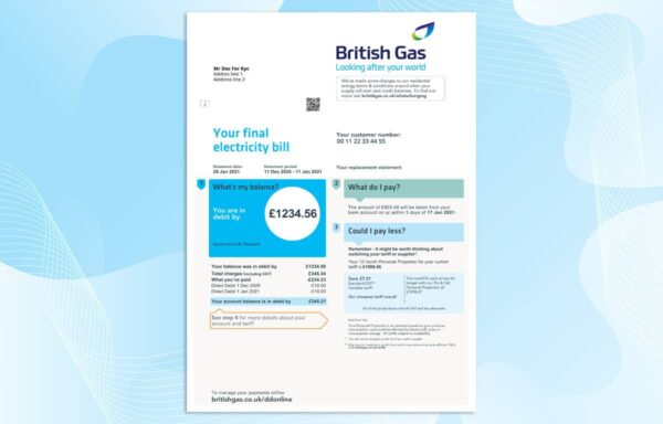 Editable UK Utility Bill Template (British Gas)